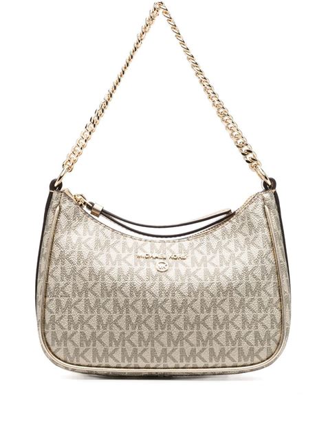 michael kors gold monogram purse|monogram print shoulder bag.